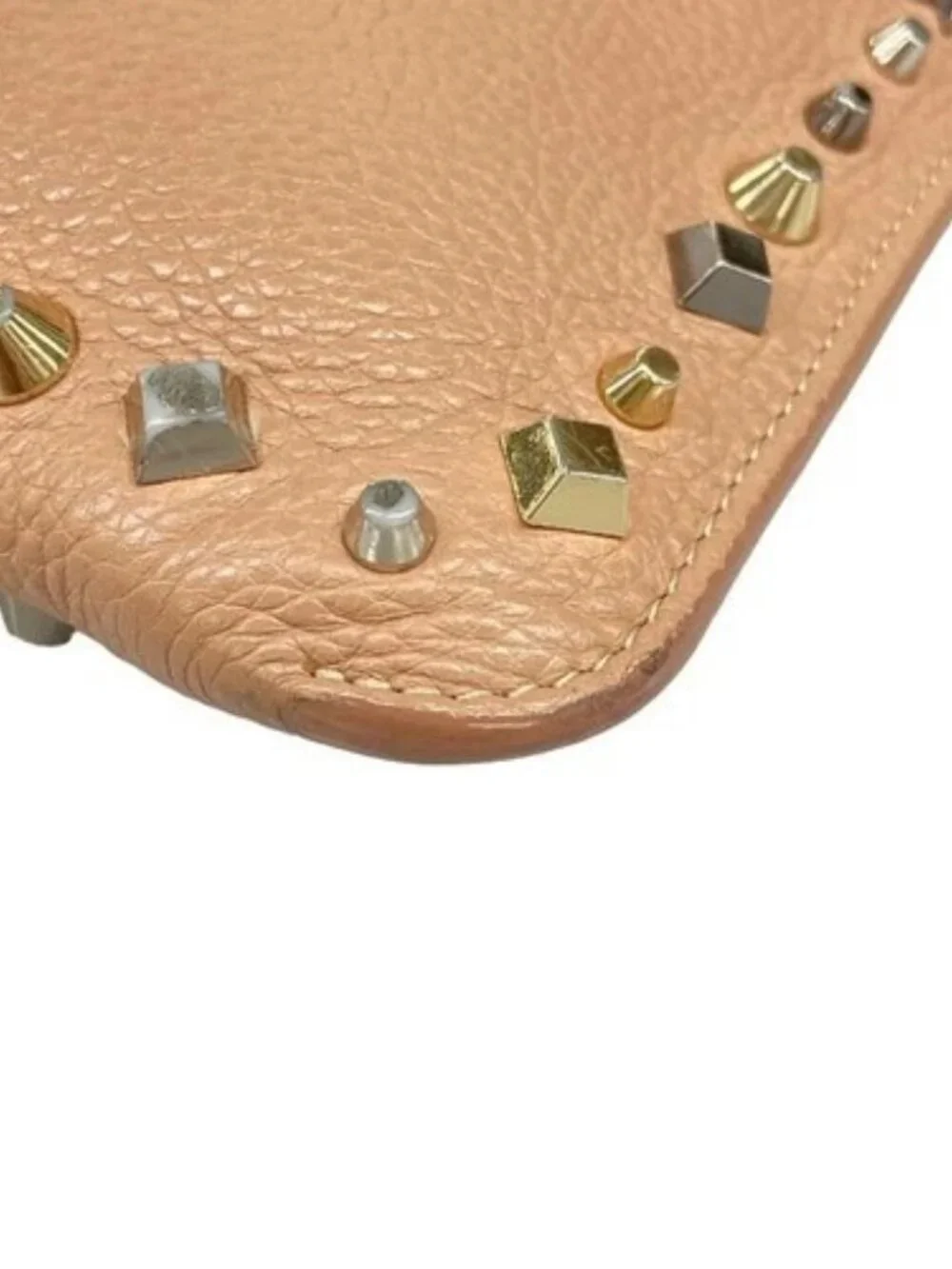 CHRISTIAN LOUBOUTIN Loubi Clutch Pink Beige Leather Clutch Bag